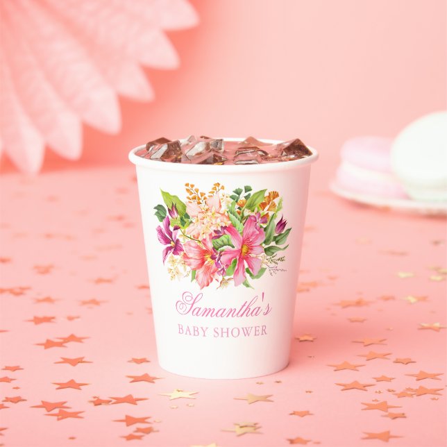 Blume Bouquet Pink Grün Niedliche Blütendusche Pappbecher (Insitu)