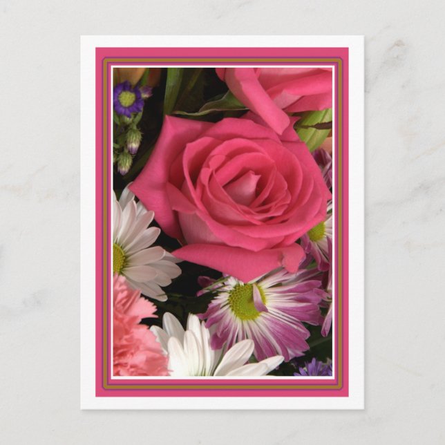 Blume Bouquet Pink Postkarte (Vorderseite)