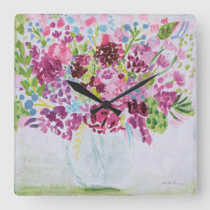 Blume Bouquet Quadratische Wanduhr