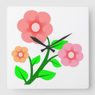 BLUME BOUQUET QUADRATISCHE WANDUHR