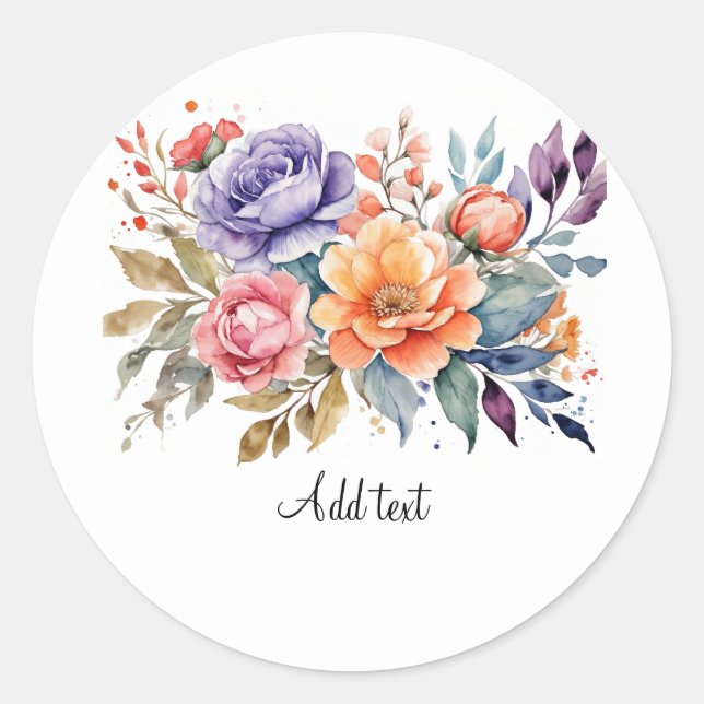 Blume Bouquet TEMPLATE Runder Aufkleber (Vorderseite)