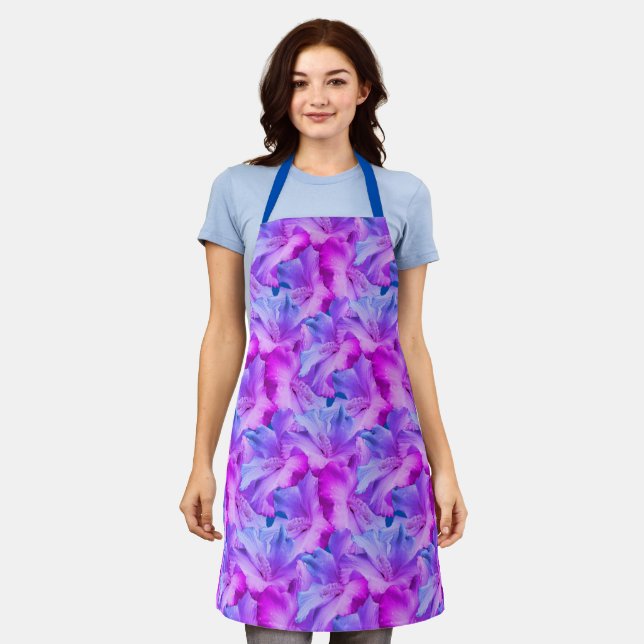 Blume Bouquet Tinte aus weißem Hibiskus Schürze (Getragen)