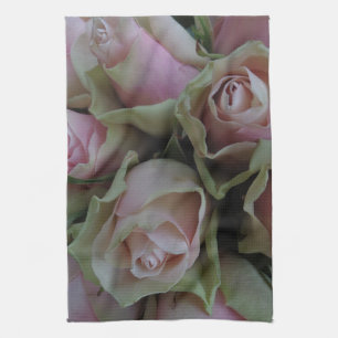 Blume Bouquet von rosa grünen Rose Handtuch