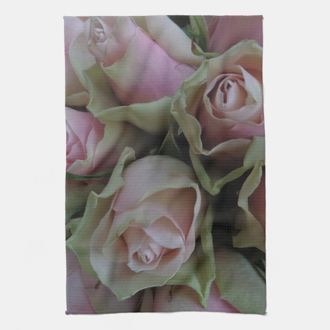 Blume Bouquet von rosa grünen Rose Handtuch (Vertikal)