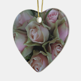 Blume Bouquet von rosa grünen Rose Keramik Ornament