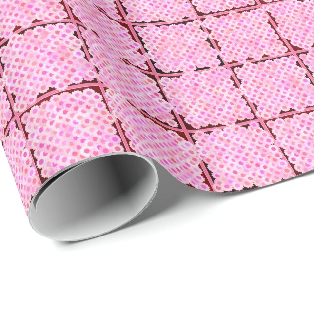 Blume-Box-Muster, Rosatöne Geschenkpapier (Rolleneckpunkt)