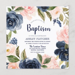 Blume Boy Girl Baptisse Einladung