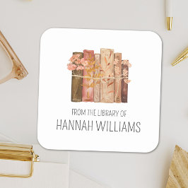 Blume braun aus der Bibliothek des Buchzeichens Quadratischer Aufkleber