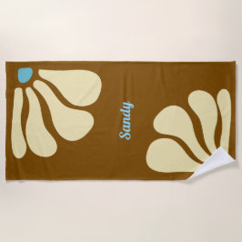Blume braun &Himmel blau Monogramm Name  Strandtuch