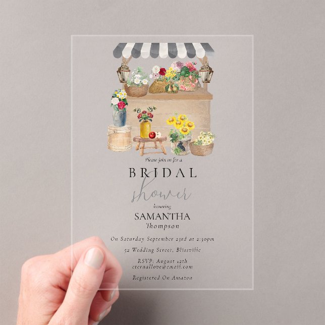 Blume-Brautparty des Bauern Wasserfarbe Acryleinladungen (Insitu (Handheld))