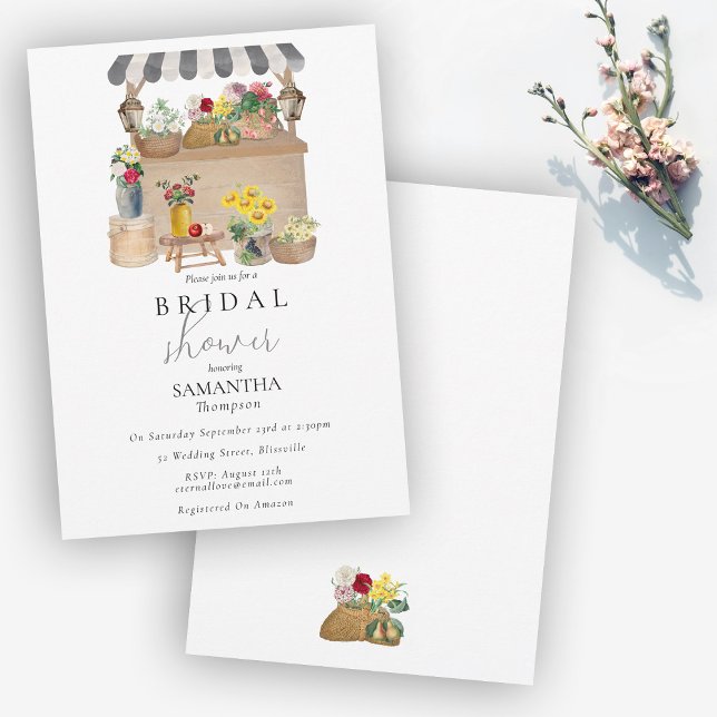 Blume-Brautparty des Bauern Wasserfarbe Einladung (Watercolor Farmer's Flower Market Bridal Shower Invitation)