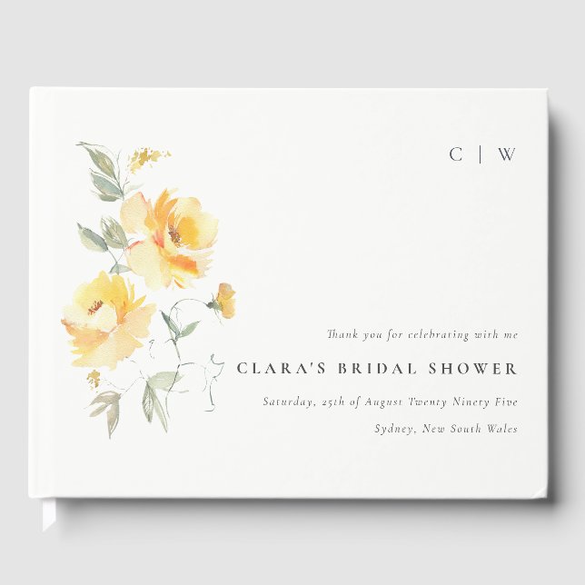 Blume-Brautparty für Gelbgrün-Rose Gästebuch (Vorderseite)
