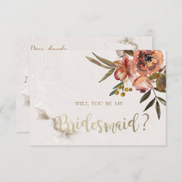 Blume Bridesmaid Card für Aquarellfarben Einladung