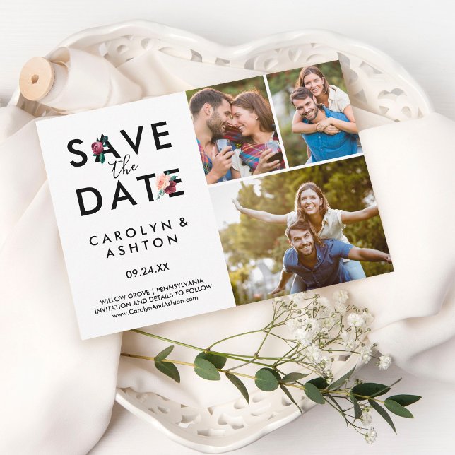 Blume Briefing Maroon 3 Foto Save the Date Karte (Von Creator hochgeladen)