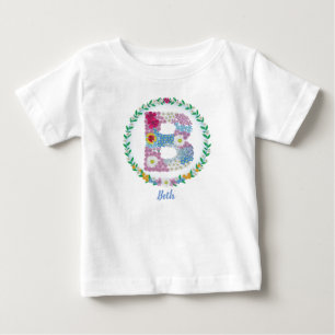 Blume Buchstaben Anfangsbuchstaben "B" mit Persona Baby T-shirt