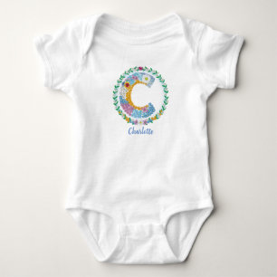 Blume Buchstaben Initial "C" mit Personalisiertem Baby Strampler