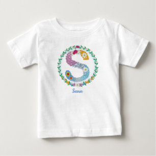 Blume Buchstaben Initial "S" mit Personalisiertem Baby T-shirt
