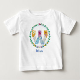Blume Buchstaben "W" mit Personalisiertem Namen Baby T-shirt