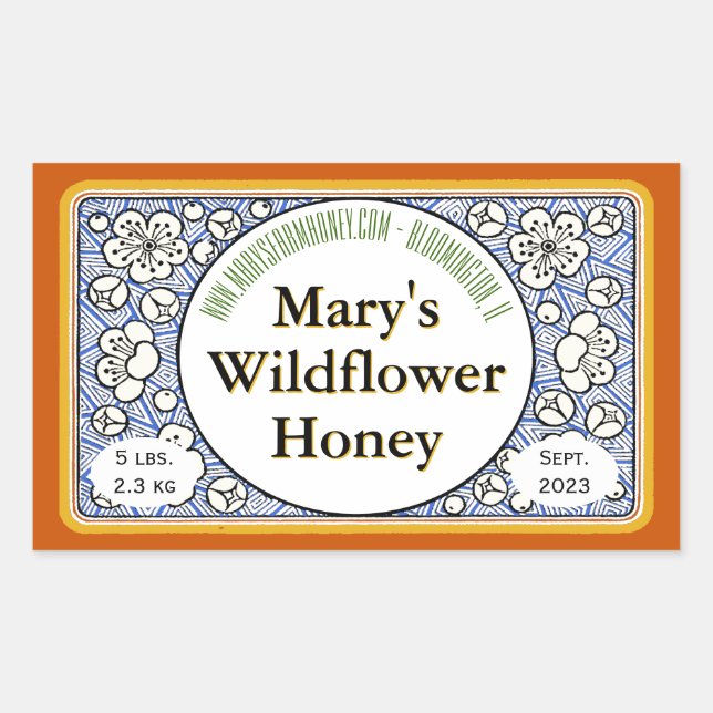 Blume Buds Honey Jar Rechteckiger Aufkleber (Vorderseite)
