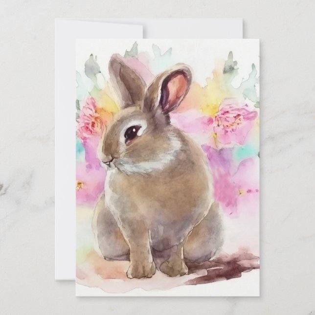 Blume Bunny Dankeskarte (Vorderseite)