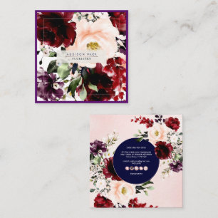Blume Burgund Merlot Blush Quadratische Visitenkarte