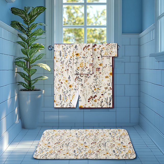 Blume Burgund Yellow Green Badhandtuch Set (Von Creator hochgeladen)