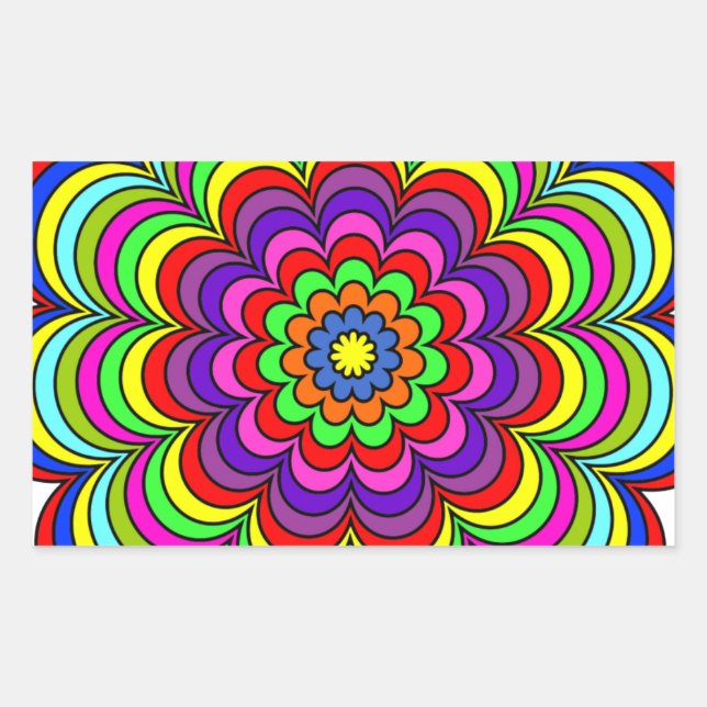 Blume Burst Rechteckiger Aufkleber (Vorderseite)