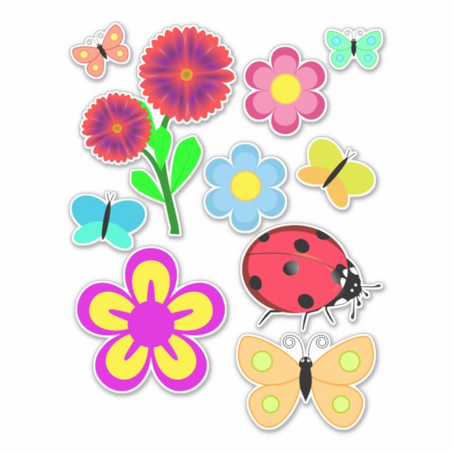 Blume Butterflies Bugs Naturskunst Aufkleber (Vorderseite)