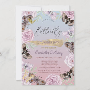 Blume Butterflies Ombre Geburtstag Einladung