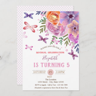 Blume Butterflies Polka Dots Geburtstag Einladung