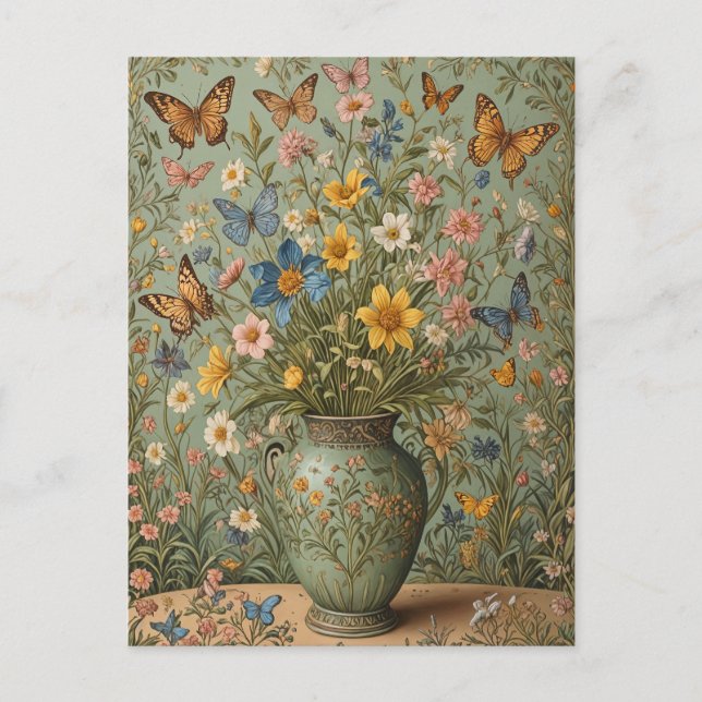 Blume Butterflies Vase Postkarte (Vorderseite)