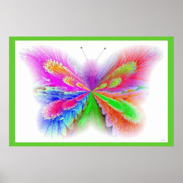 Blume Butterfly Lime Green Border Poster (Vorne)
