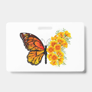 Blume Butterfly mit gelbem Kalifornien-Mohn Ausweis