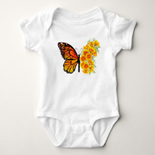 Blume Butterfly mit gelbem Kalifornien-Mohn Baby Strampler