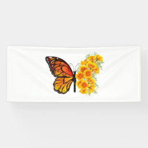 Blume Butterfly mit gelbem Kalifornien-Mohn Banner