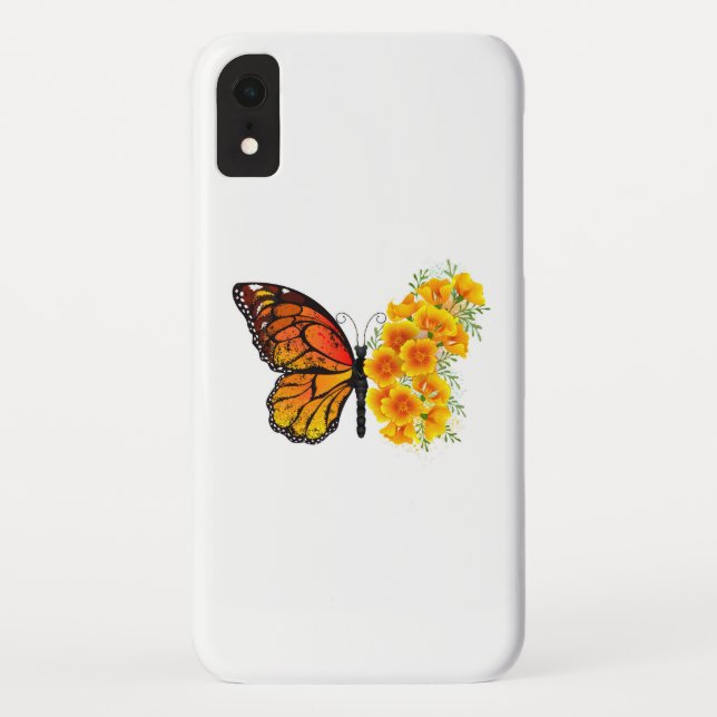 Blume Butterfly mit gelbem Kalifornien-Mohn Case-Mate iPhone Hülle (Rückseite)