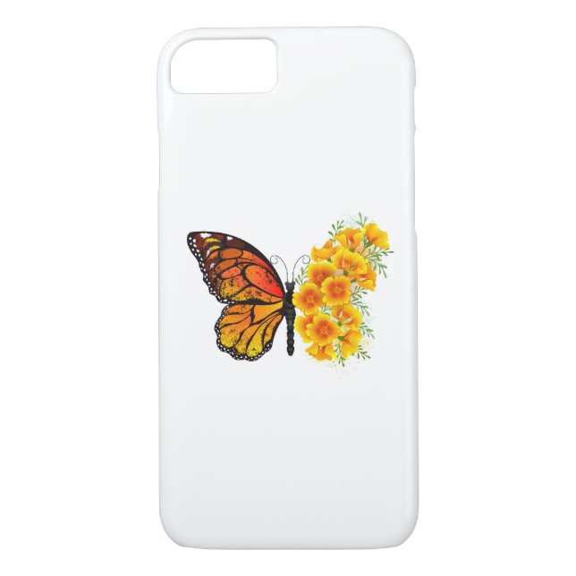 Blume Butterfly mit gelbem Kalifornien-Mohn Case-Mate iPhone Hülle (Rückseite)