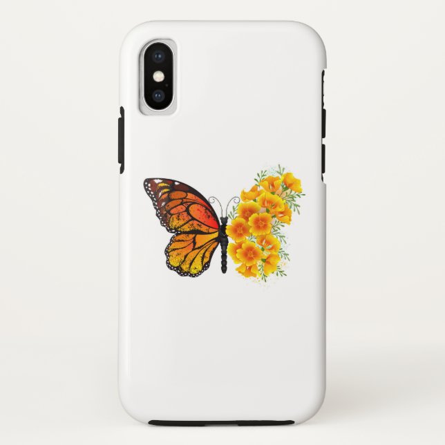 Blume Butterfly mit gelbem Kalifornien-Mohn Case-Mate iPhone Hülle (Rückseite)