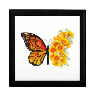 Blume Butterfly mit gelbem Kalifornien-Mohn Erinnerungskiste