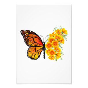 Blume Butterfly mit gelbem Kalifornien-Mohn Fotodruck
