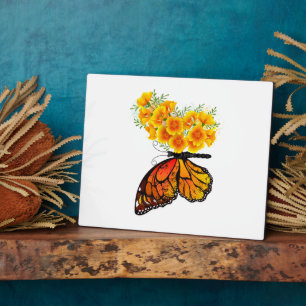Blume Butterfly mit gelbem Kalifornien-Mohn Fotoplatte