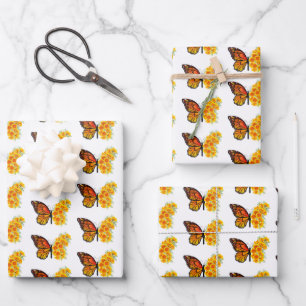 Blume Butterfly mit gelbem Kalifornien-Mohn Geschenkpapier Set