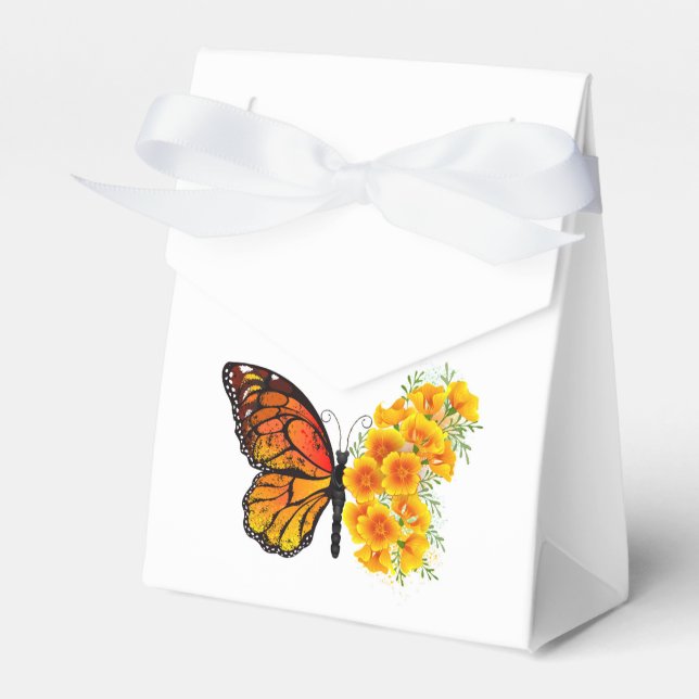 Blume Butterfly mit gelbem Kalifornien-Mohn Geschenkschachtel (Vorderseite)
