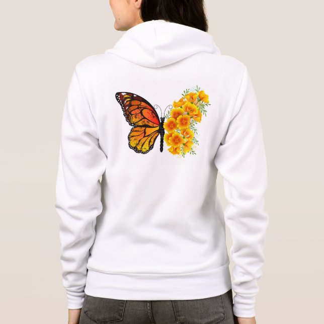 Blume Butterfly mit gelbem Kalifornien-Mohn Hoodie (Rückseite)