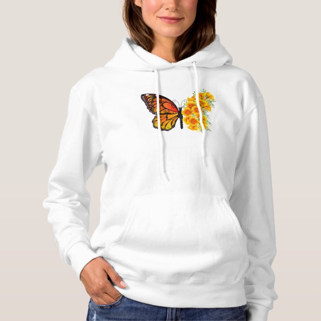Blume Butterfly mit gelbem Kalifornien-Mohn Hoodie (Vorderseite)
