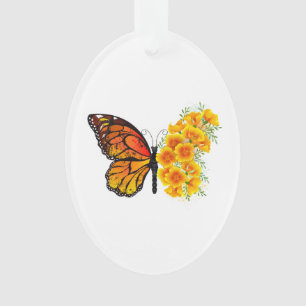 Blume Butterfly mit gelbem Kalifornien-Mohn Ornament