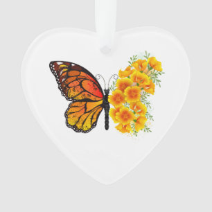 Blume Butterfly mit gelbem Kalifornien-Mohn Ornament