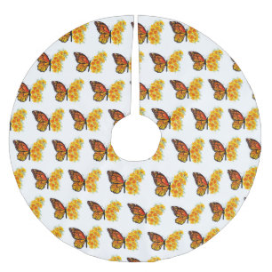 Blume Butterfly mit gelbem Kalifornien-Mohn Polyester Weihnachtsbaumdecke