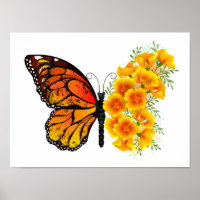 Blume Butterfly mit gelbem Kalifornien-Mohn