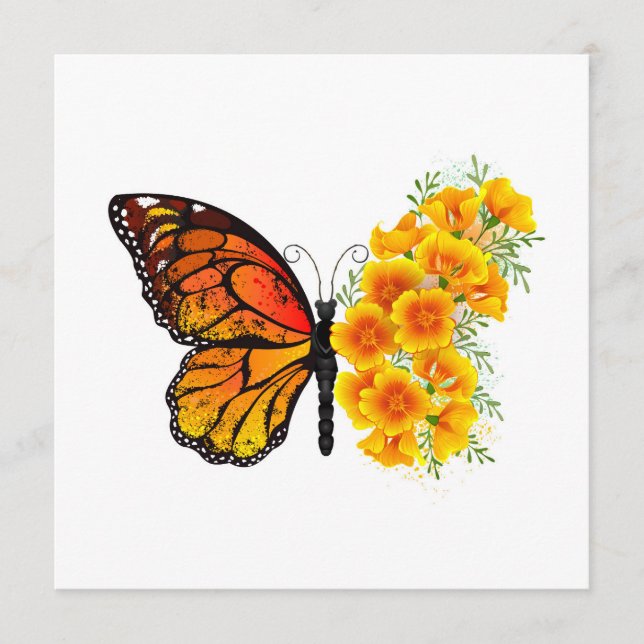 Blume Butterfly mit gelbem Kalifornien-Mohn Programm (Vorderseite)